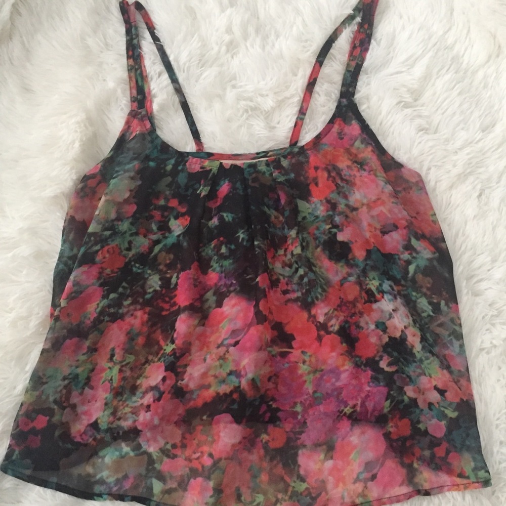 Floral Print Tank With Stud Detail